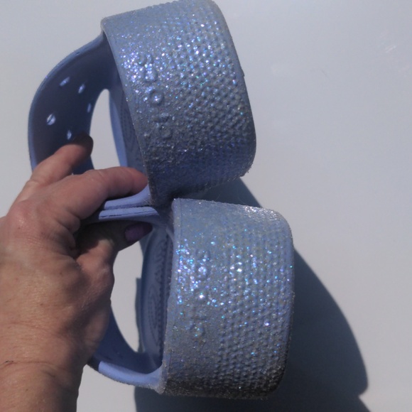 Sparkly glitter platform Moon Jelly Crocs in purple sz 10 - Picture 11 of 12